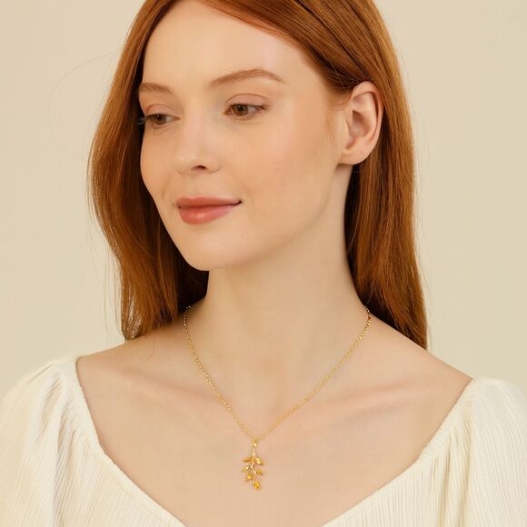 Leaf Necklace Nature Inspired Pendant Dainty Boho Jewelry Minimalist Gift Gold - Picture 1 of 3